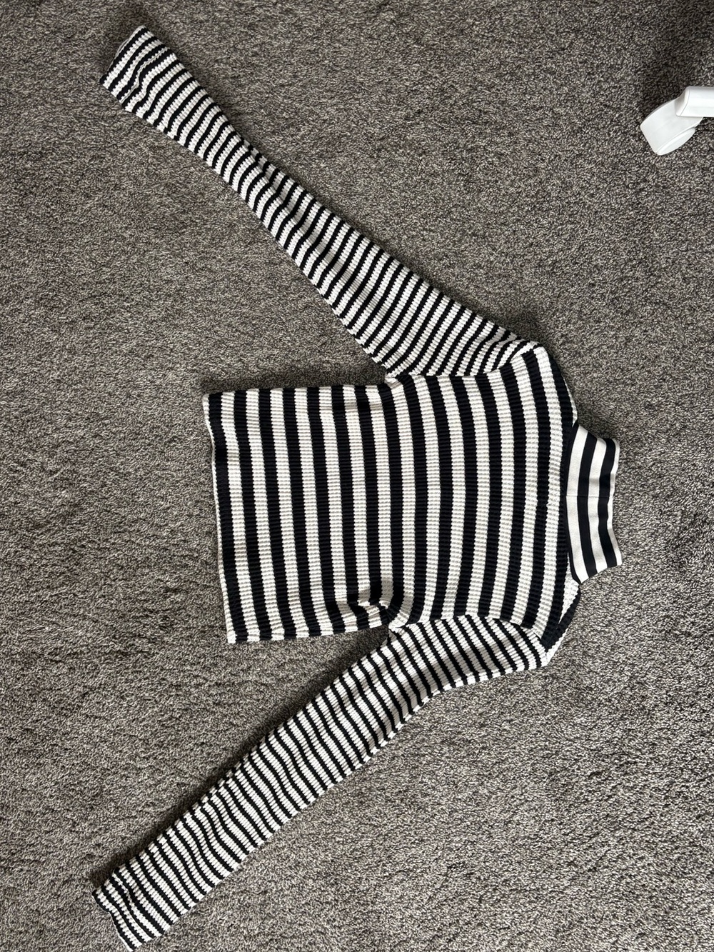 Aerie Waffle Knit Black & White Striped Long-Sleeve Top - Picture 2 of 3